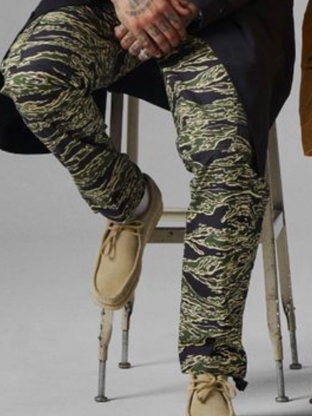 Aime Leon Dore Black and Green Tiger Stripe Cargo Pants
